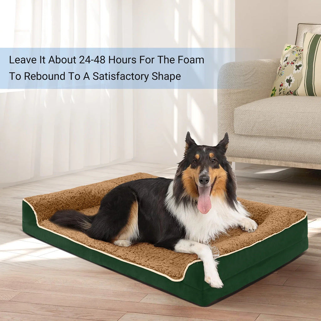 Dog Bed for Large Medium Small Dogs Orthopedic Dog Sofa Bed Non Slip Pet Couch with Removable Washable Cover Supportive Egg Crate Foam S to XL