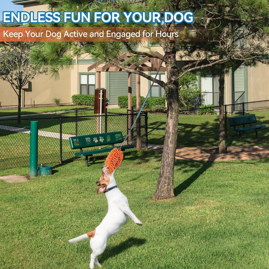 Dog Bungee Tug Toy, Outdoor Hanging Bungee from Tree for Chase & Tug Fun, Interactive Tug-Of-War Toy for Small and Medium Dogs, Bungee Cord with Dog Rope Toy & Soft Chew Toy