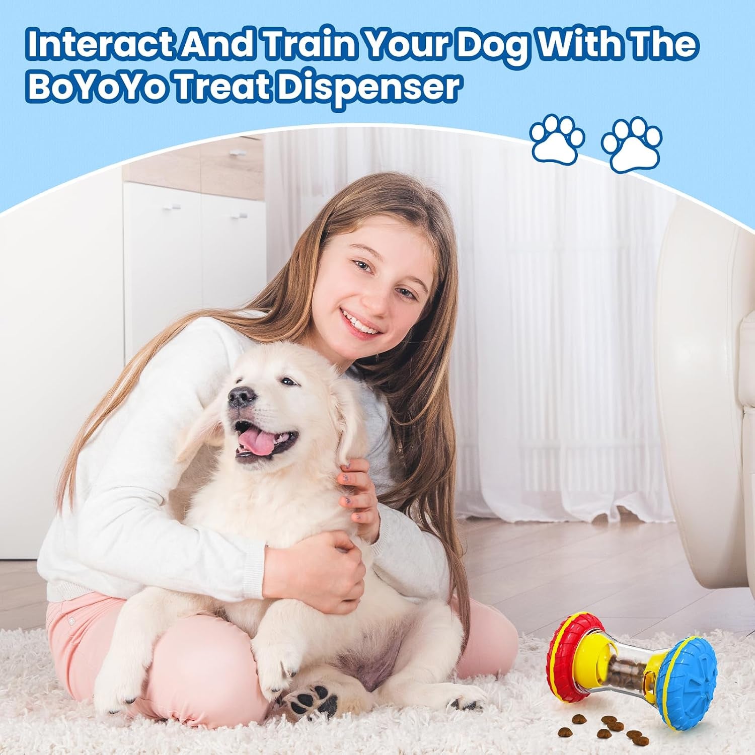 Interactive Dog Toys, Dog Puzzle Toys for Smart, Dog Enrichment Toy to Keep Them Busy, Treat Dispensing Toy Slow Puzzles Feeder, Blue