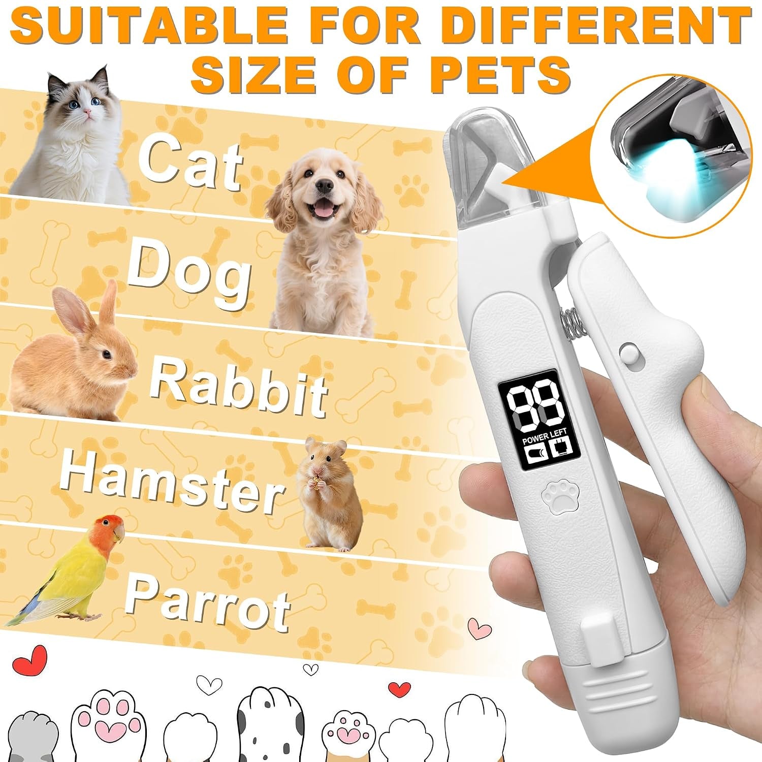 Dog Nail Clippers & Grinder with LED Light