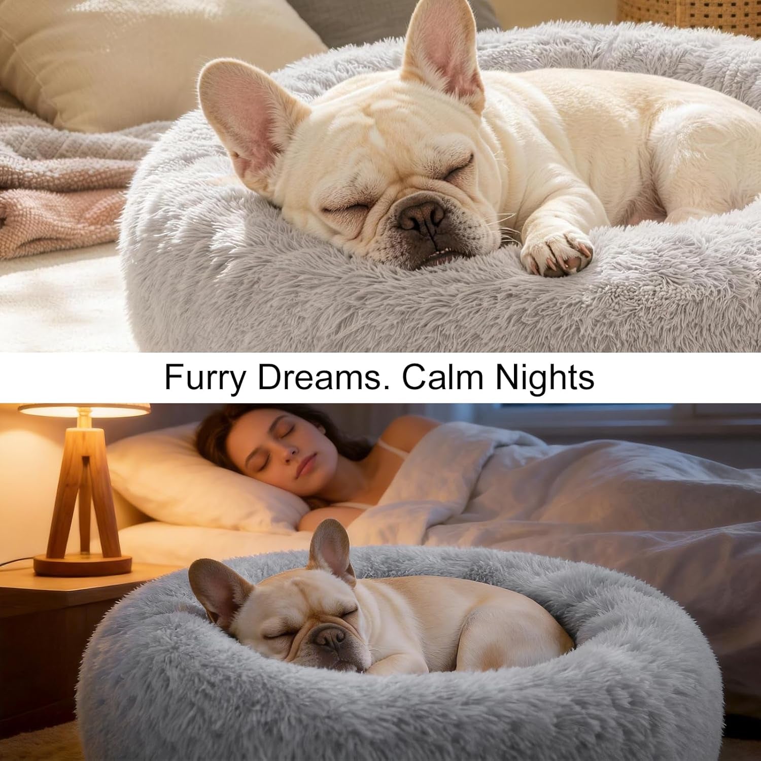 Dog Calming Beds for Small Medium Dogs Donut round Washable Anxiety Dog Bed