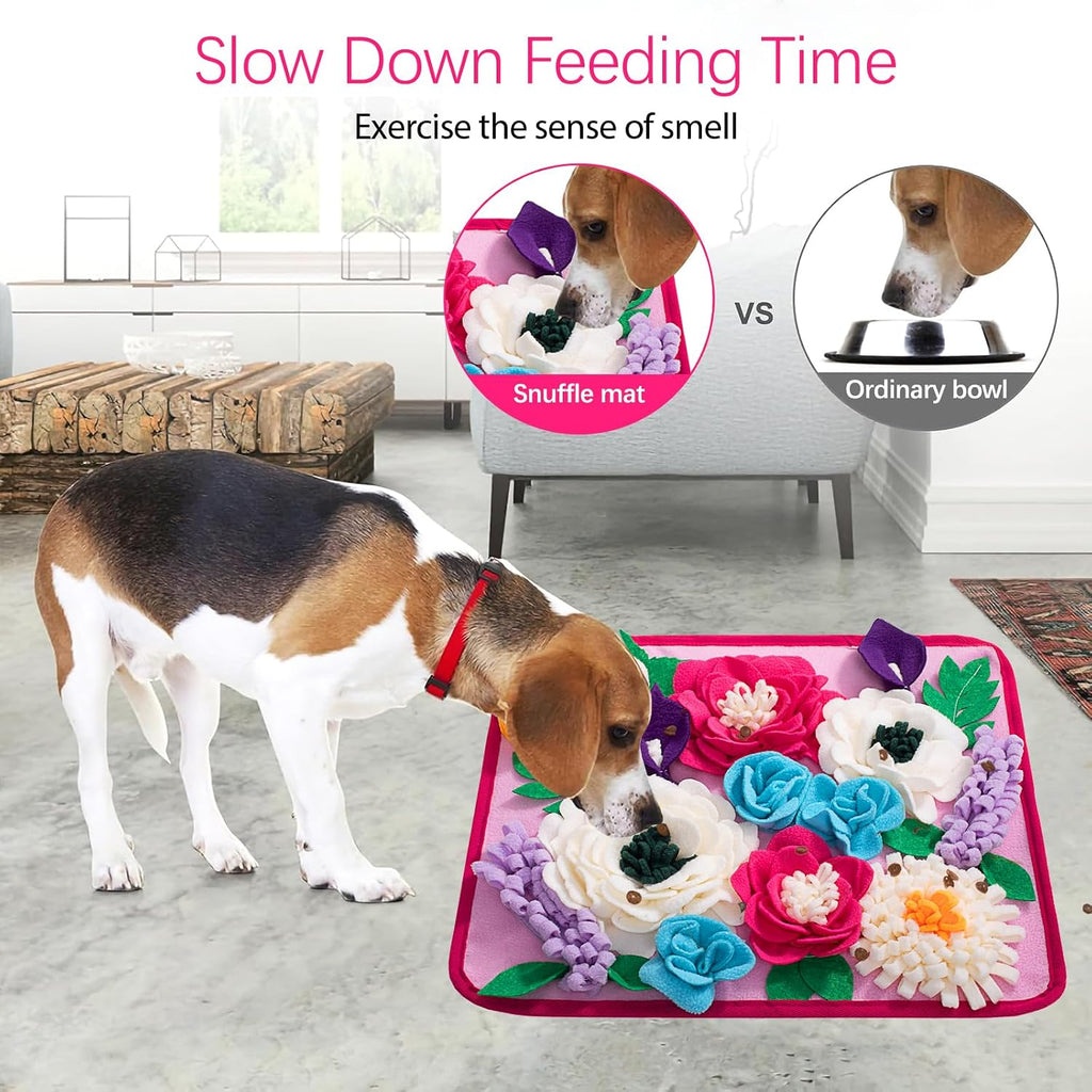 Snuffle Mat for Dogs Pet Treats Feeding Mat for Small/Medium Breed Dogs Non-Slip/Portable/Durable Interactive Dog Puzzle Toys Encourages Natural Foraging Skills (Rose Pink)