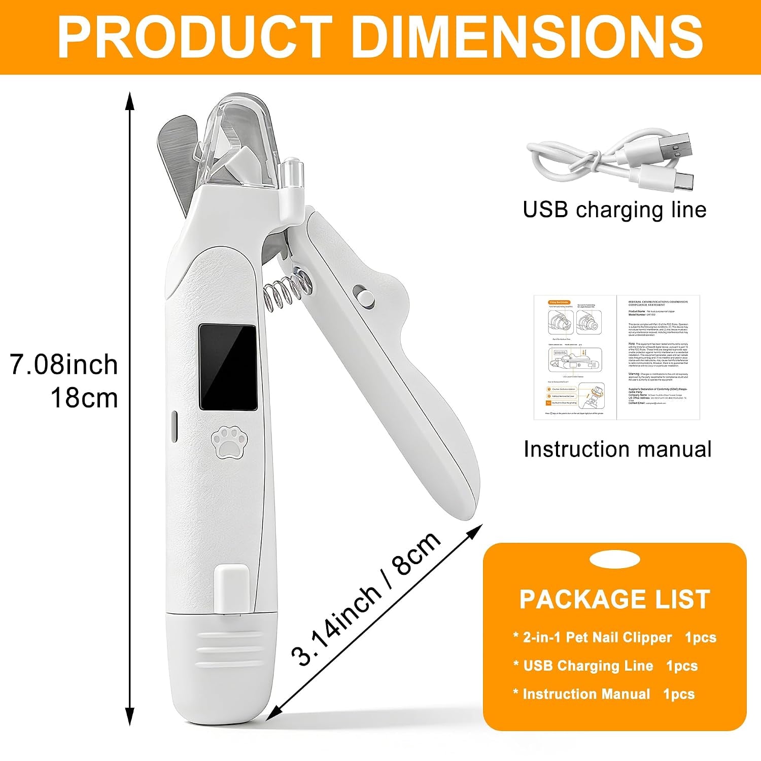Dog Nail Clippers & Grinder with LED Light