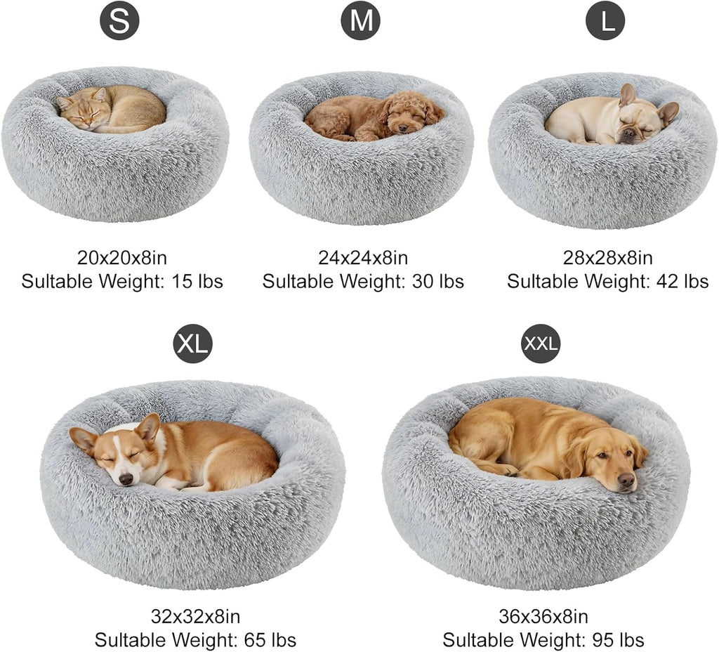 Dog Calming Beds for Small Medium Dogs Donut round Washable Anxiety Dog Bed