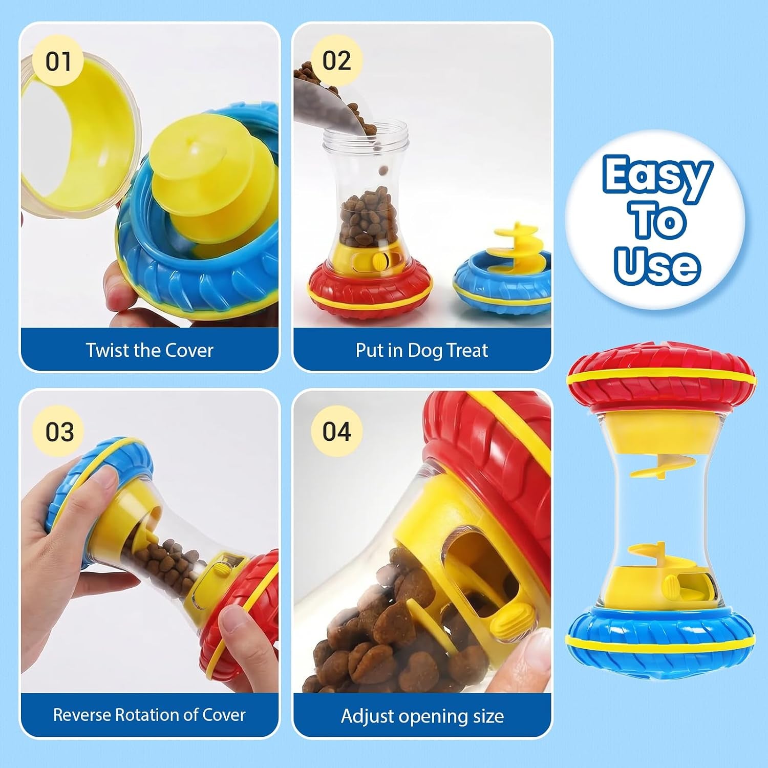 Interactive Dog Toys, Dog Puzzle Toys for Smart, Dog Enrichment Toy to Keep Them Busy, Treat Dispensing Toy Slow Puzzles Feeder, Blue