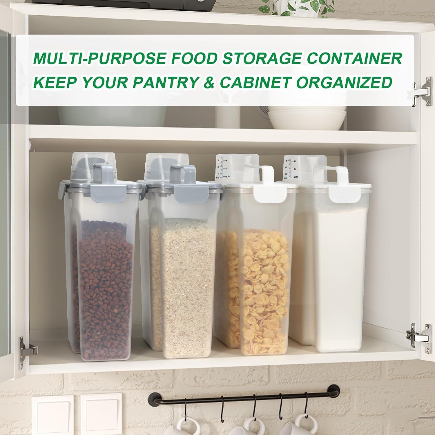 Large Cat Food Storage Container, Portable Dog Food Container with Upgraded Large Spout and Cup, Travel Pet Food Storage Dispenser for Small Animal Kibble Storage, Bird Seed Container - Grey