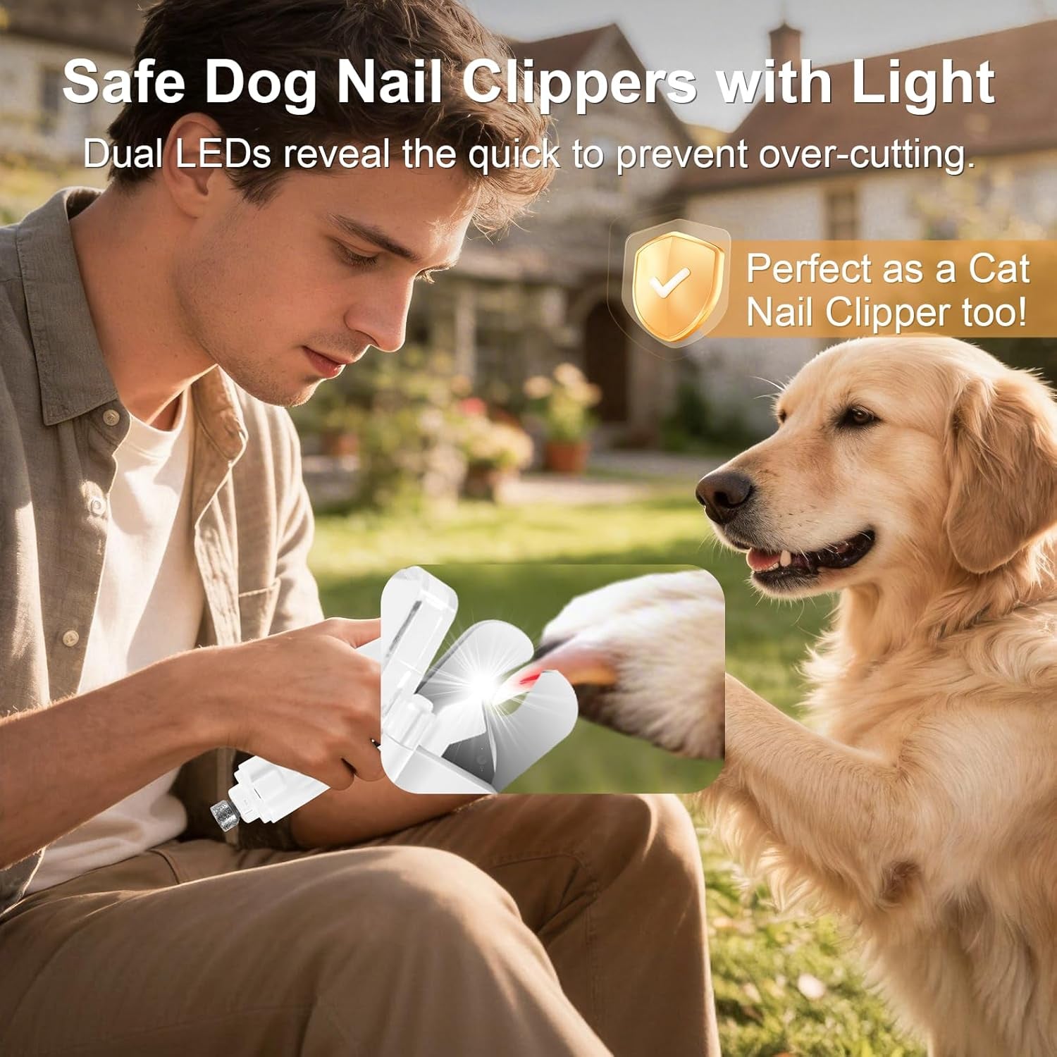 Dog Nail Clippers with Light, 2-In-1 Pet Nail Grinder, USB Rechargeable