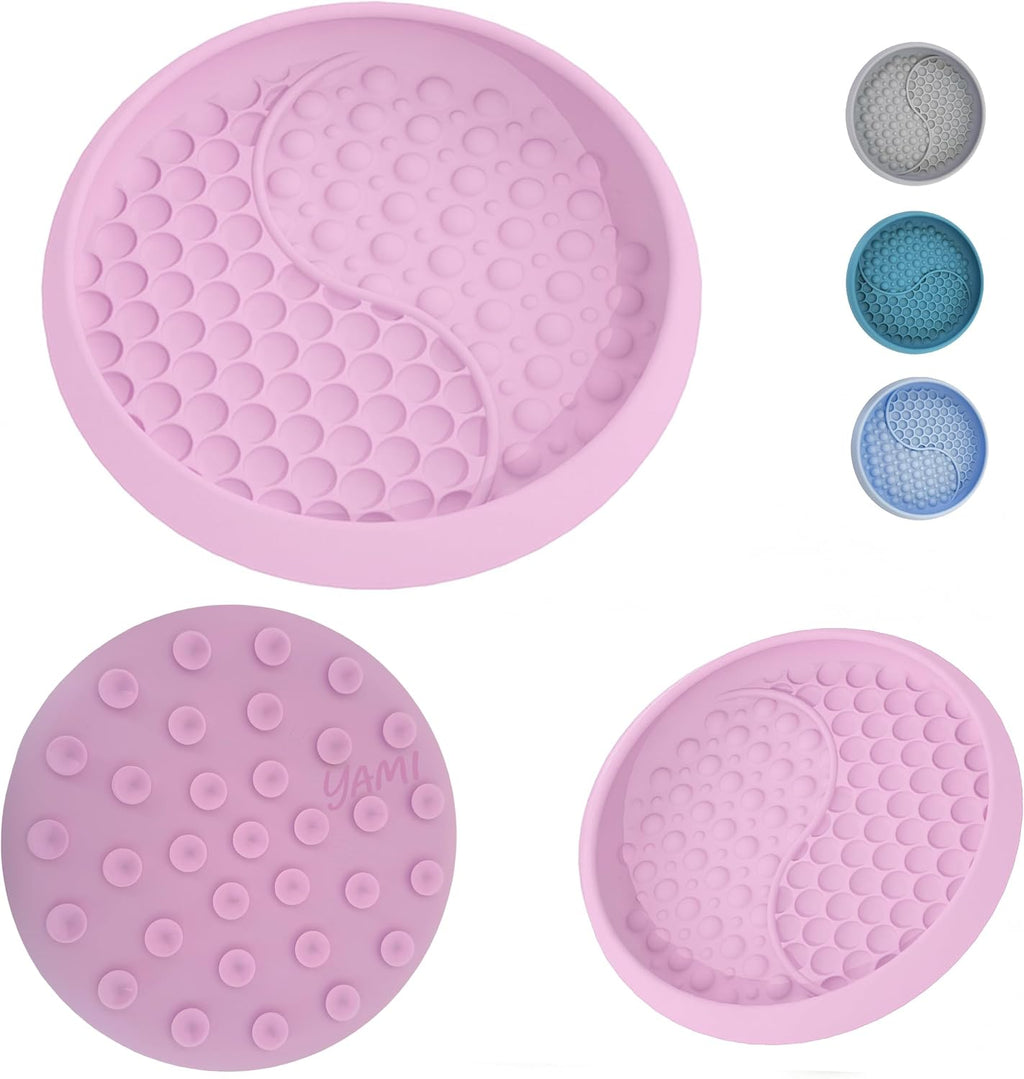 Dog Lick Bowl, Lick Mat for Dogs, Wet Food Cat Slow Feeder, Freeze Bowl, Enrichment & Puzzle Toy for Anxiety Relief, Food-Grade Silicone, Suction Cups, Dishwasher Fit, for All Breed (Light Pink)
