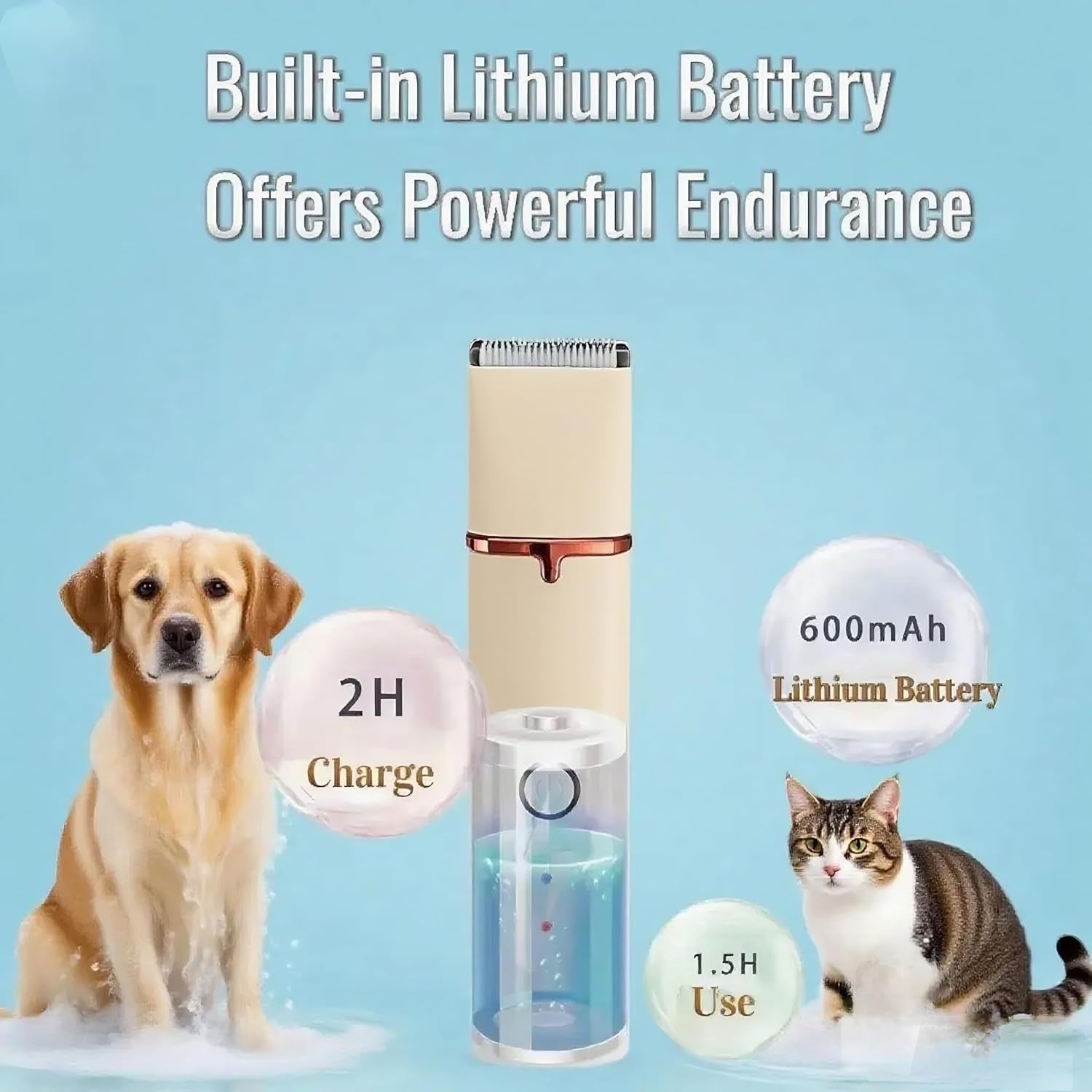 Low Noise 4-In-1 Dog Grooming Clippers Kit,Cordless Dog Nail Clipper,Dog Paw Trimmer,Cat Ear Trimmer,Pet Cat Dog Hair Trimmer for Small Large Dogs Cats and Rabbits Grooming at Home(Beige)