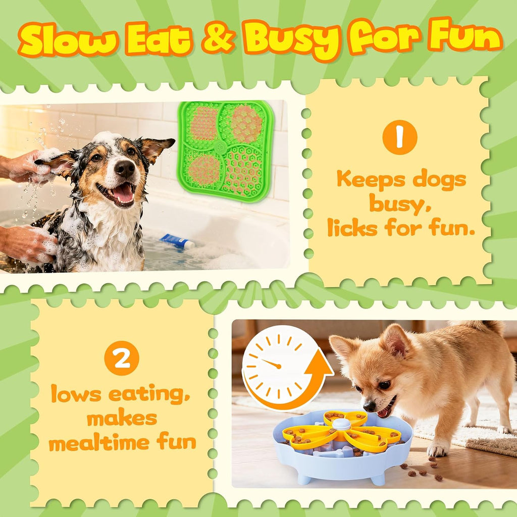 Slow Feeding Enrichment Set with Lick Mat & Puzzle Toy