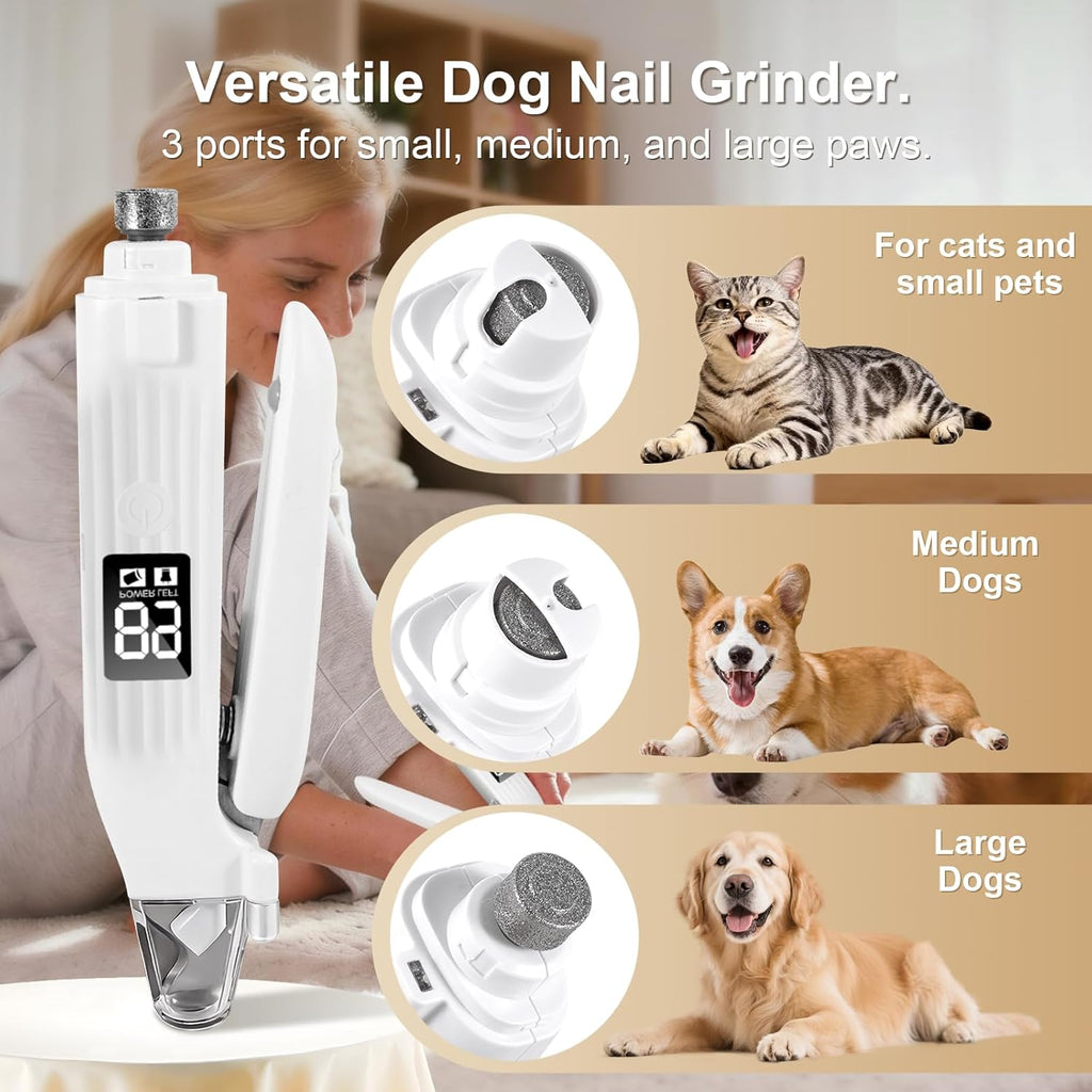 Dog Nail Clippers with Light, 2-In-1 Pet Nail Grinder, USB Rechargeable