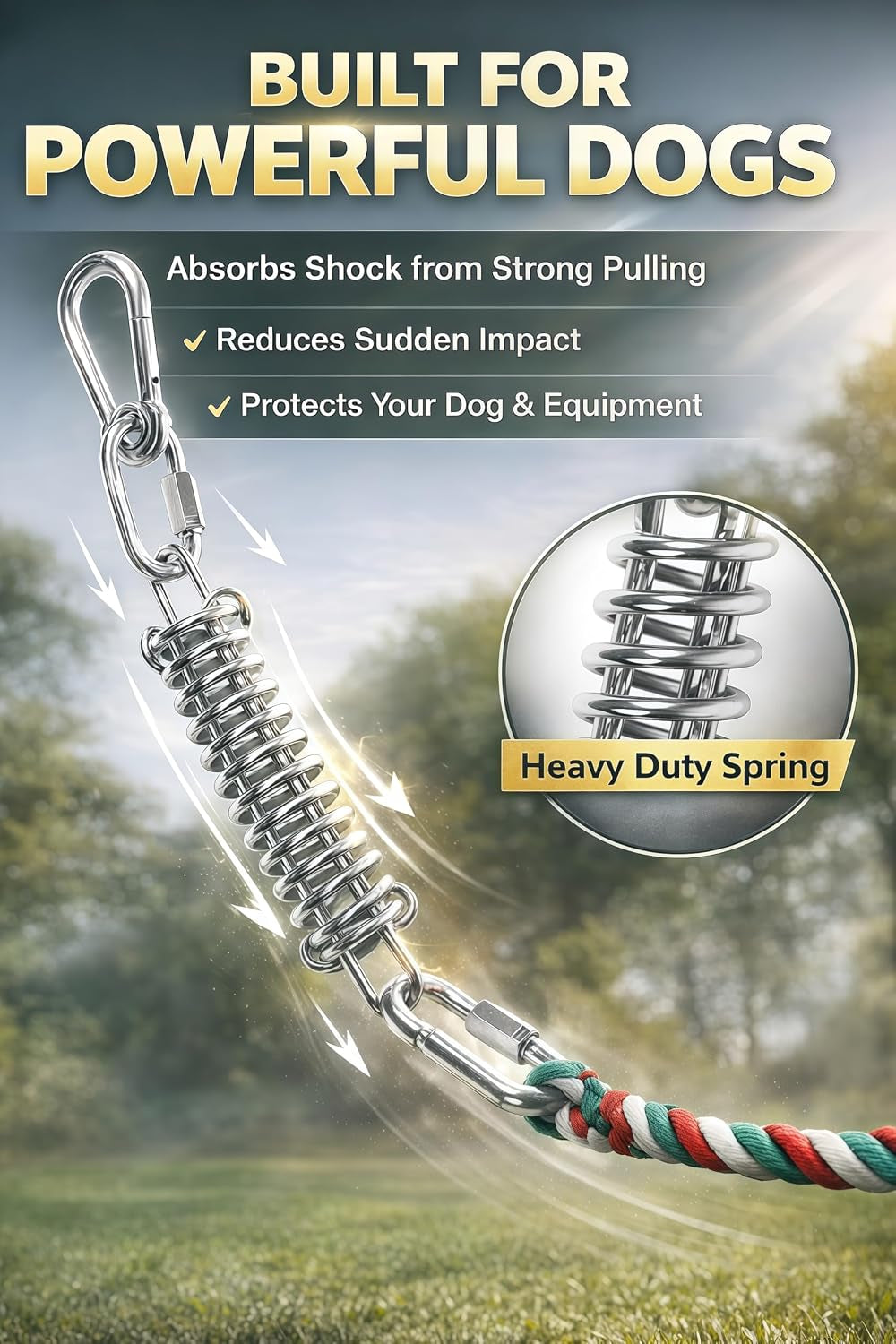 Dog Outdoor Bungee Hanging Toy, Tether Tug of War Toys for Medium to Large Dog to Exercise, Durable Interactive Tug Toy, Dog Rope Toys