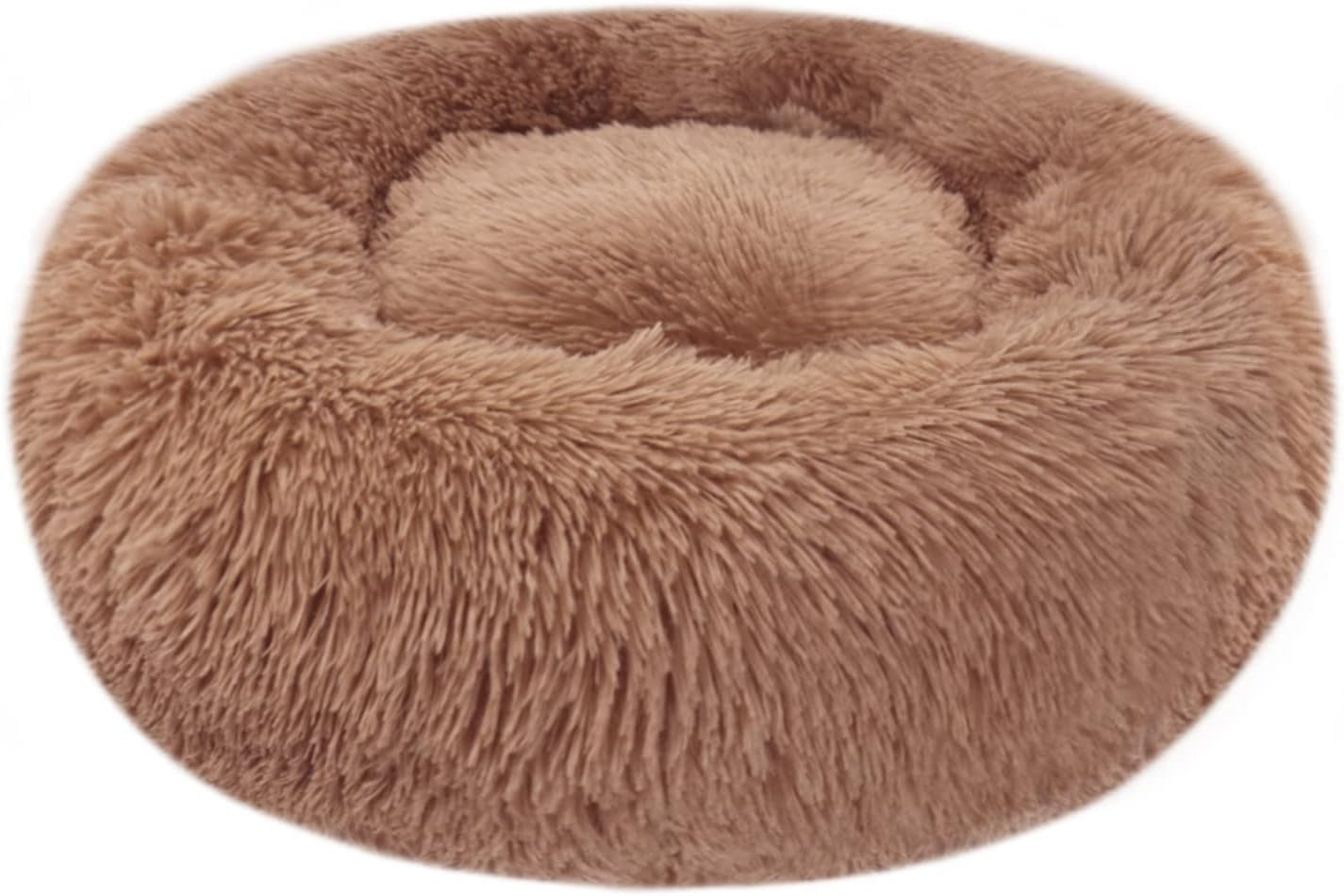 Calming Donut Bed - 23.6" Washable Fluffy Plush Dog Beds, Cozy Soft anti Anxiety Cuddler, Indoor Pet Cushion with Waterproof Bottom for Small Medium Dogs and Cats