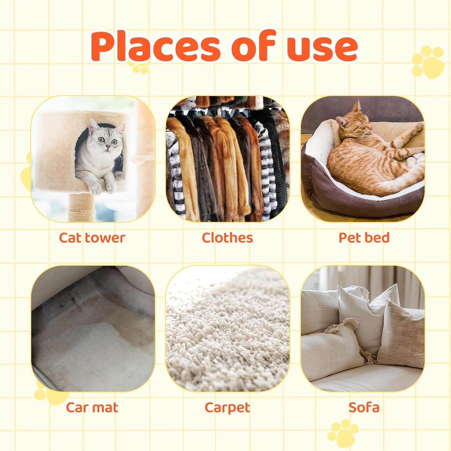 Pet Hair Remover for Furniture and Carpets - Rubber Brush Roller for Sofas and Hollow Cleaner