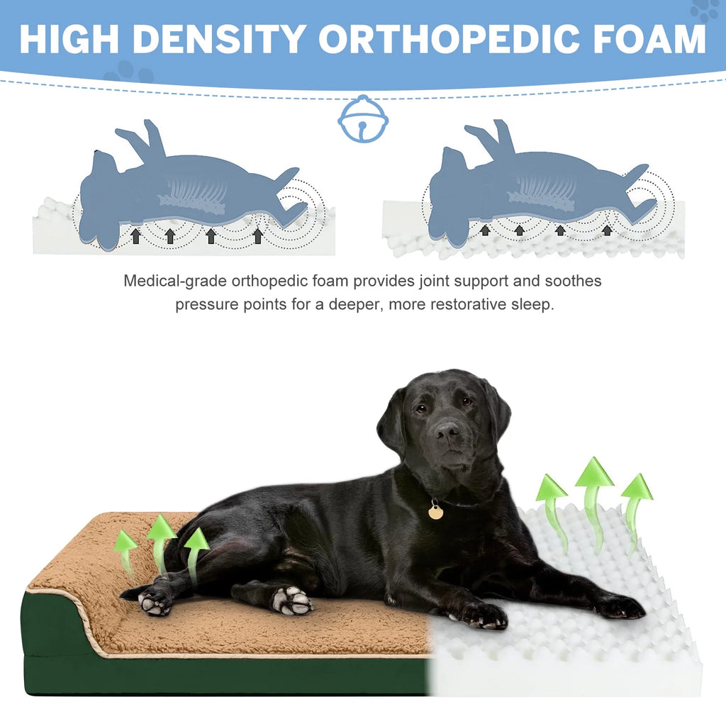 Dog Bed for Large Medium Small Dogs Orthopedic Dog Sofa Bed Non Slip Pet Couch with Removable Washable Cover Supportive Egg Crate Foam S to XL