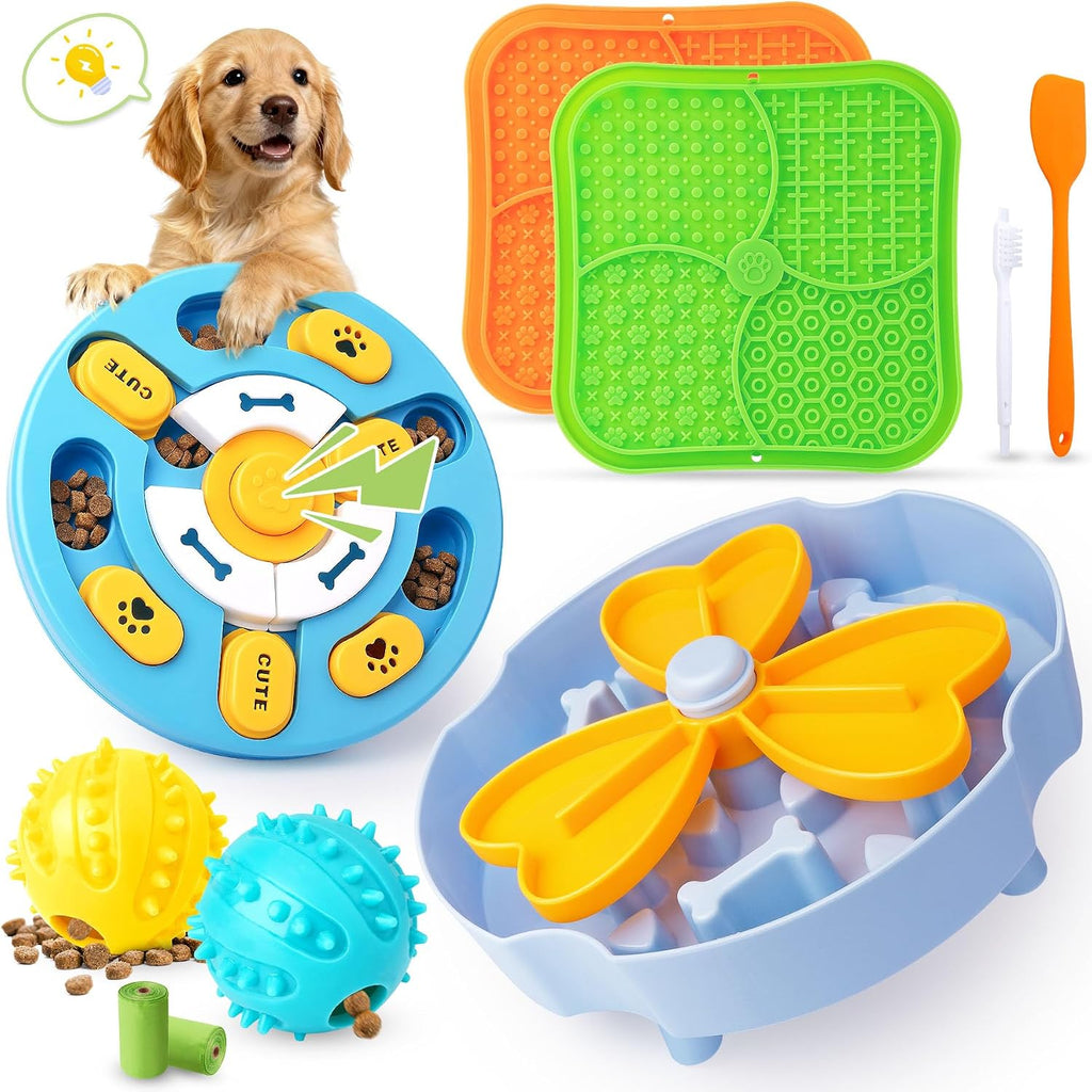 Slow Feeding Enrichment Set with Lick Mat & Puzzle Toy