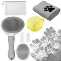 Dog Grooming Kit for Shedding – 8-Piece Pet Grooming Supplies with Deshedding Brush, Bath Gloves, Towels & Silicone Toothbrush | Ideal for Dogs, Cats, Small and Large Pets (Gray)