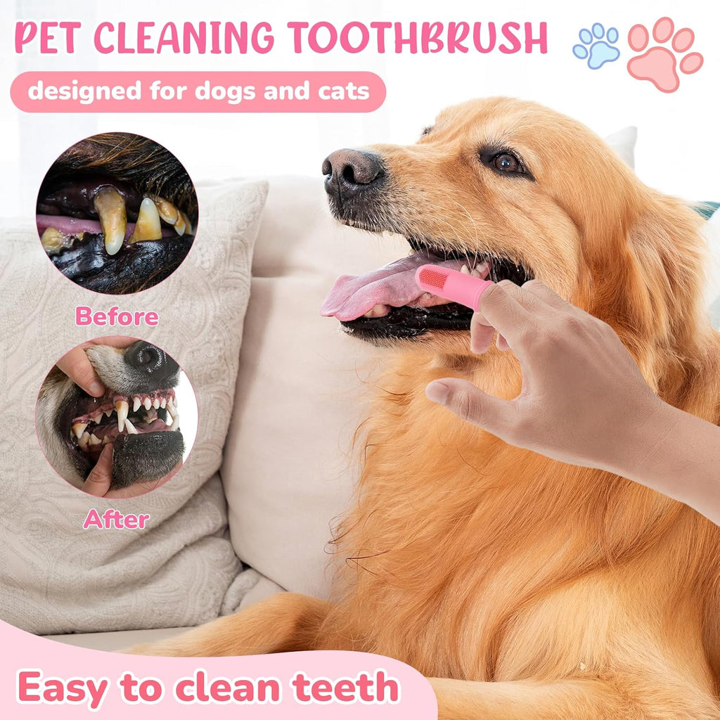 Dog Grooming Kit for Shedding – 8-Piece Pet Grooming Supplies with Deshedding Brush, Bath Gloves, Towels & Silicone Toothbrush | Ideal for Dogs, Cats, Small and Large Pets (Pink)