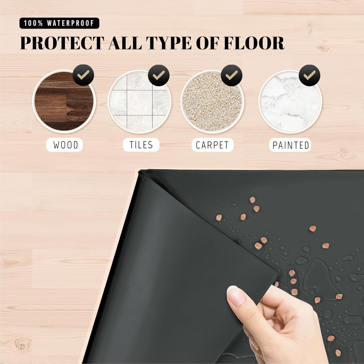 100% Waterproof Thicker Silicone Dog Food Mat, 0.63'' Raised Edge Bowl Mat for Food & Water, Non Slip Pet Feeding Placemat for Messy Drinkers, Perfect for Large Medium Small Breeds, 18"X10"