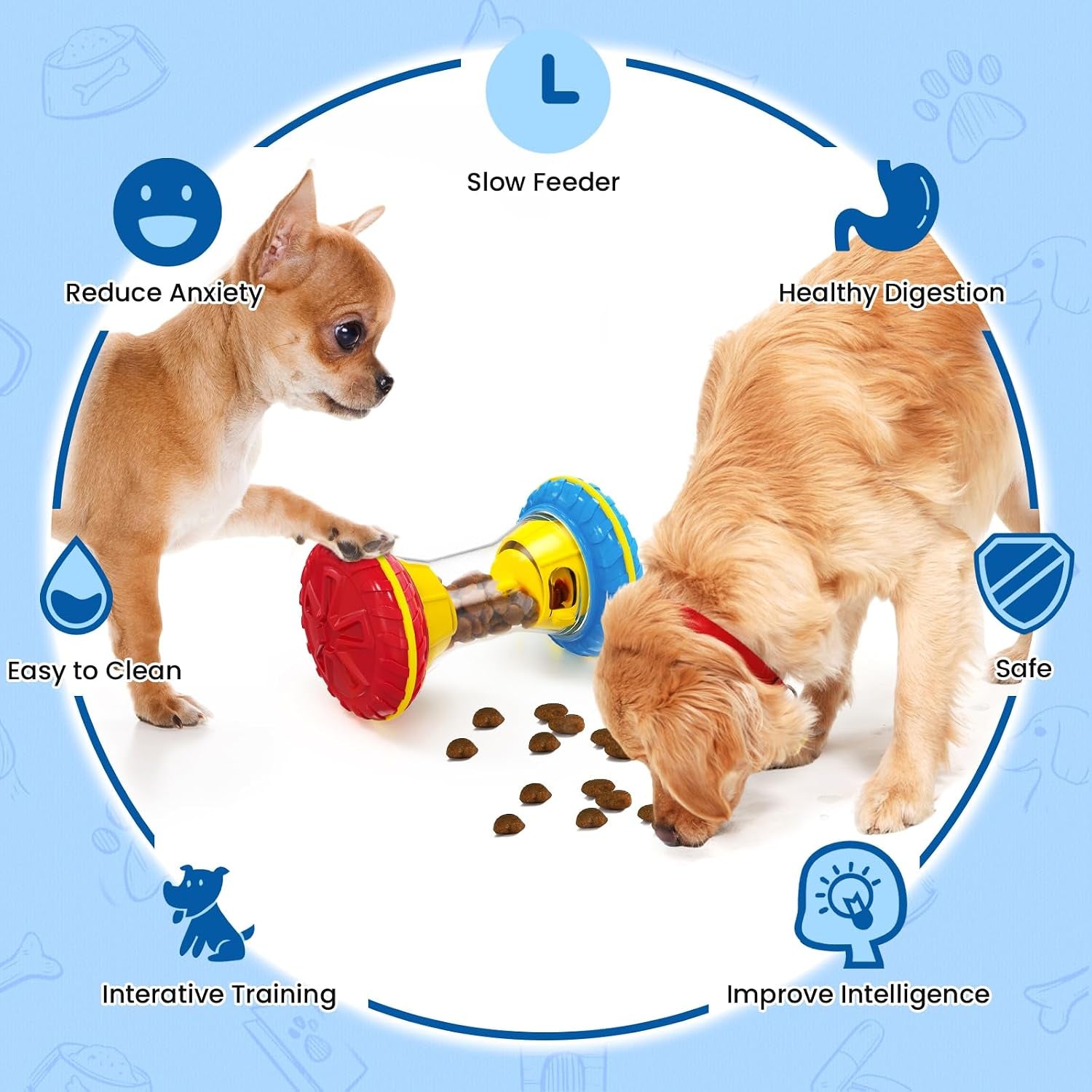 Interactive Dog Toys, Dog Puzzle Toys for Smart, Dog Enrichment Toy to Keep Them Busy, Treat Dispensing Toy Slow Puzzles Feeder, Blue