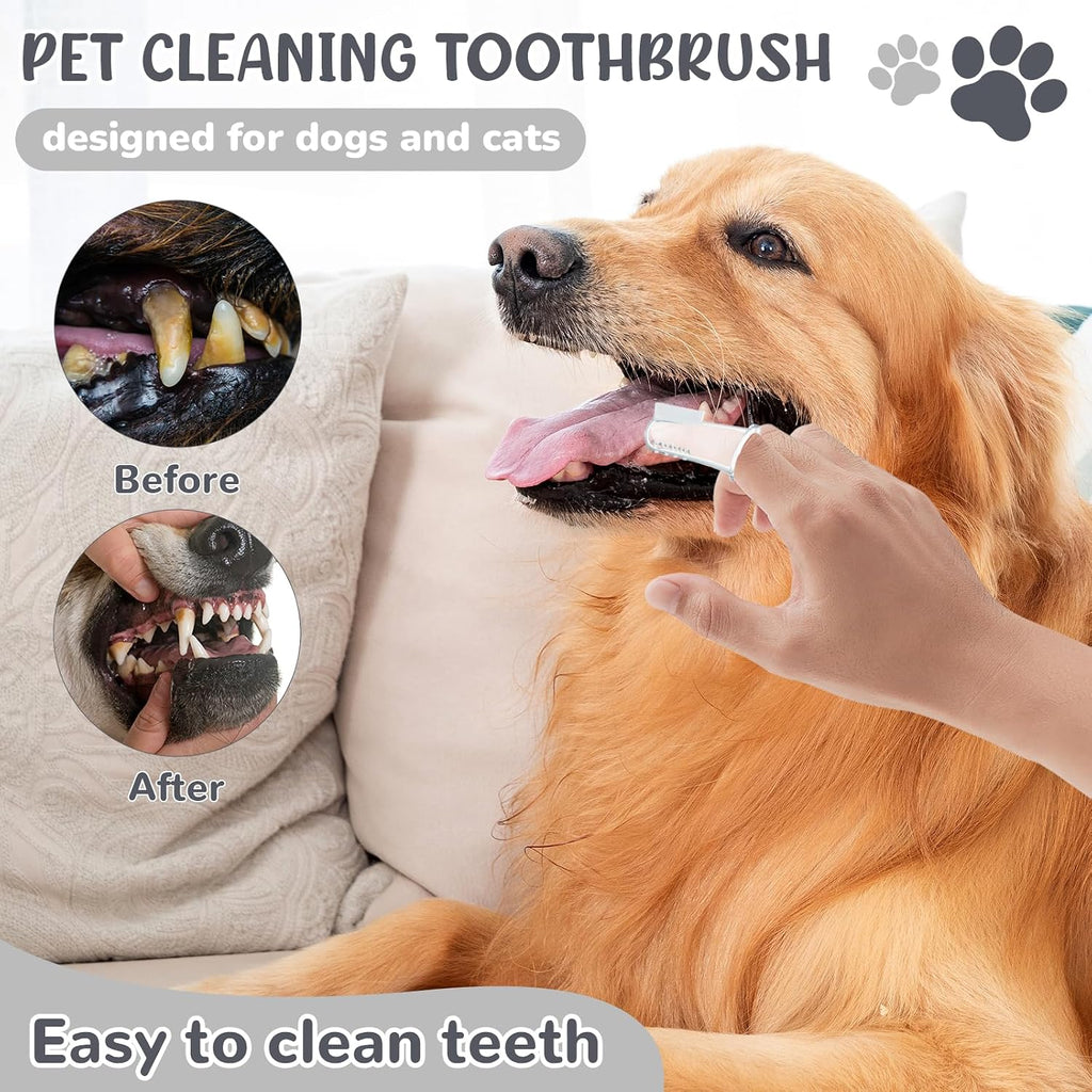Dog Grooming Kit for Shedding – 8-Piece Pet Grooming Supplies with Deshedding Brush, Bath Gloves, Towels & Silicone Toothbrush | Ideal for Dogs, Cats, Small and Large Pets (Gray)