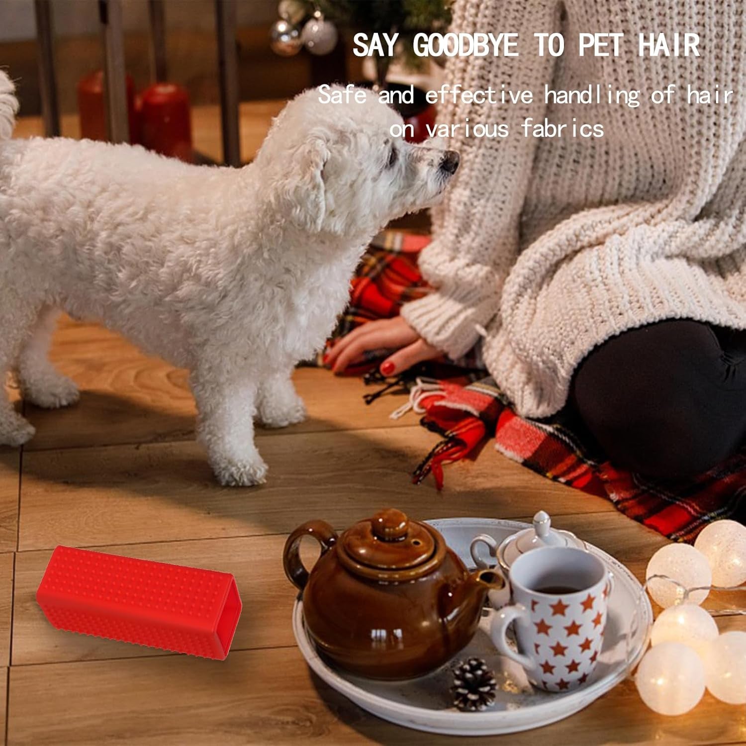 2Pcs Pet Hair Remover, Car Carpet Cleaner for Dog & Cat Hair, Interior, Furniture, Sofa （Orange and Red）