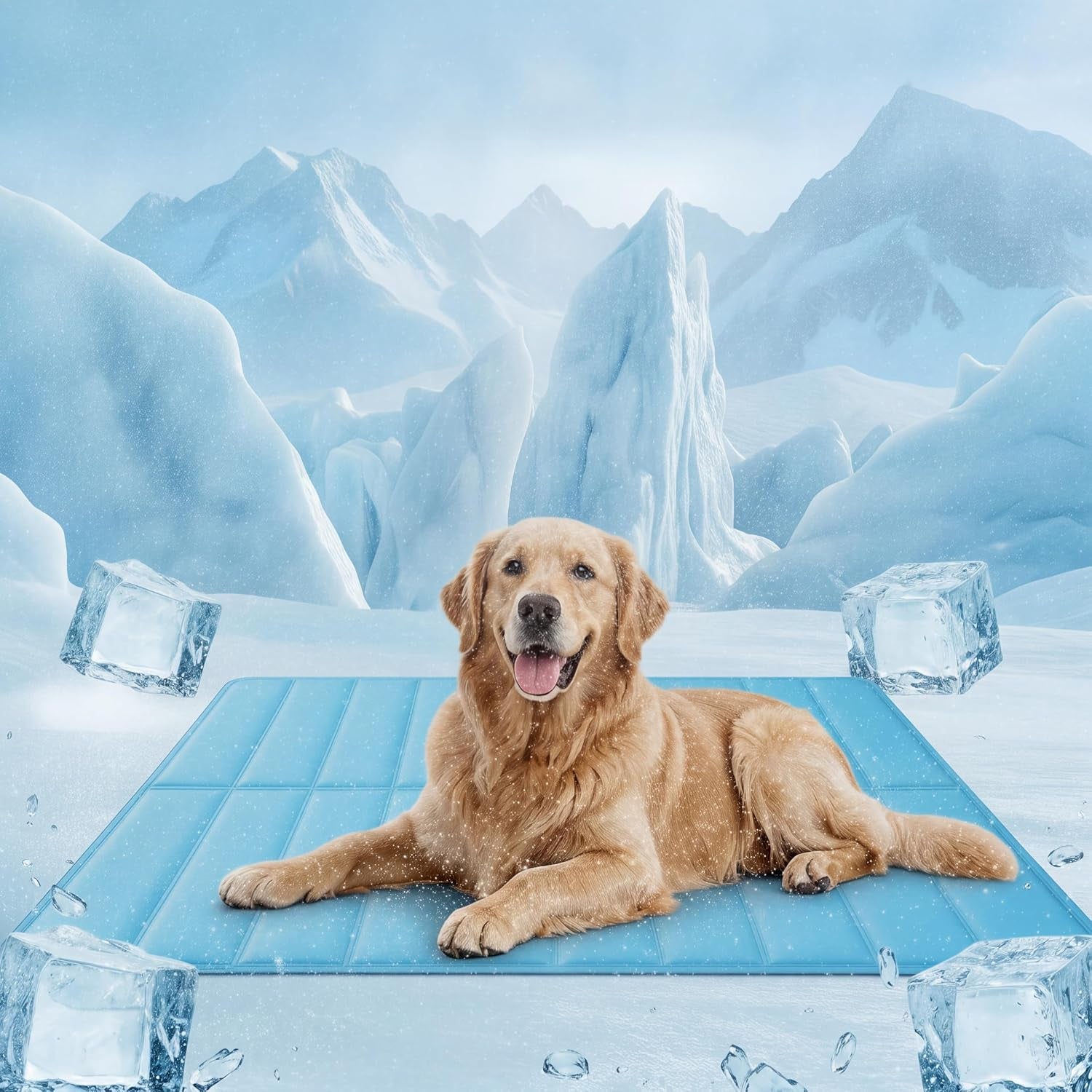 Extra Large 55” X 35” Non-Toxic Gel Dog Cooling Mat, Blue Self Cooling Pet Pressure Activated Summer Pad for Dogs Cats Kennels, Crates, Beds, Sofa, No Water or Electricity Needed
