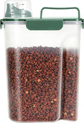 Cat Dog Food Storage Container 5 to 7 Lbs, Secondary Pet Food Storage Container beyond a Large Dog Food Bin for Daily Use, Easy-Pouring Bird Seed Dispenser, Travel Kibble Holder -Bottle Green