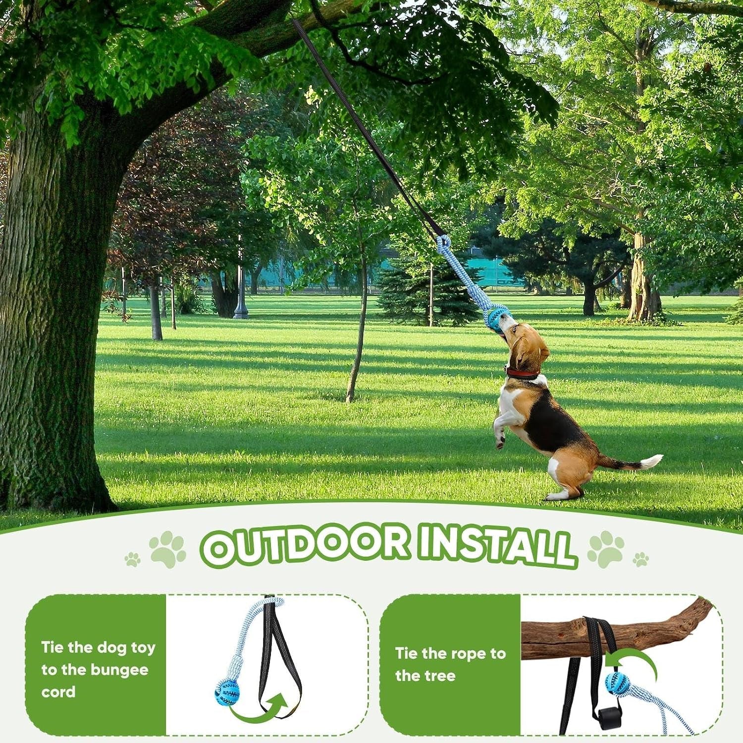 Dog Bungee Toy 5.2Ft for Medium Dogs,Interactive Dog Tug of War Toys Set, Bungee Tether Set with Rope & Ball for Hanging on Trees, Doors,Not for Aggressive Chewers