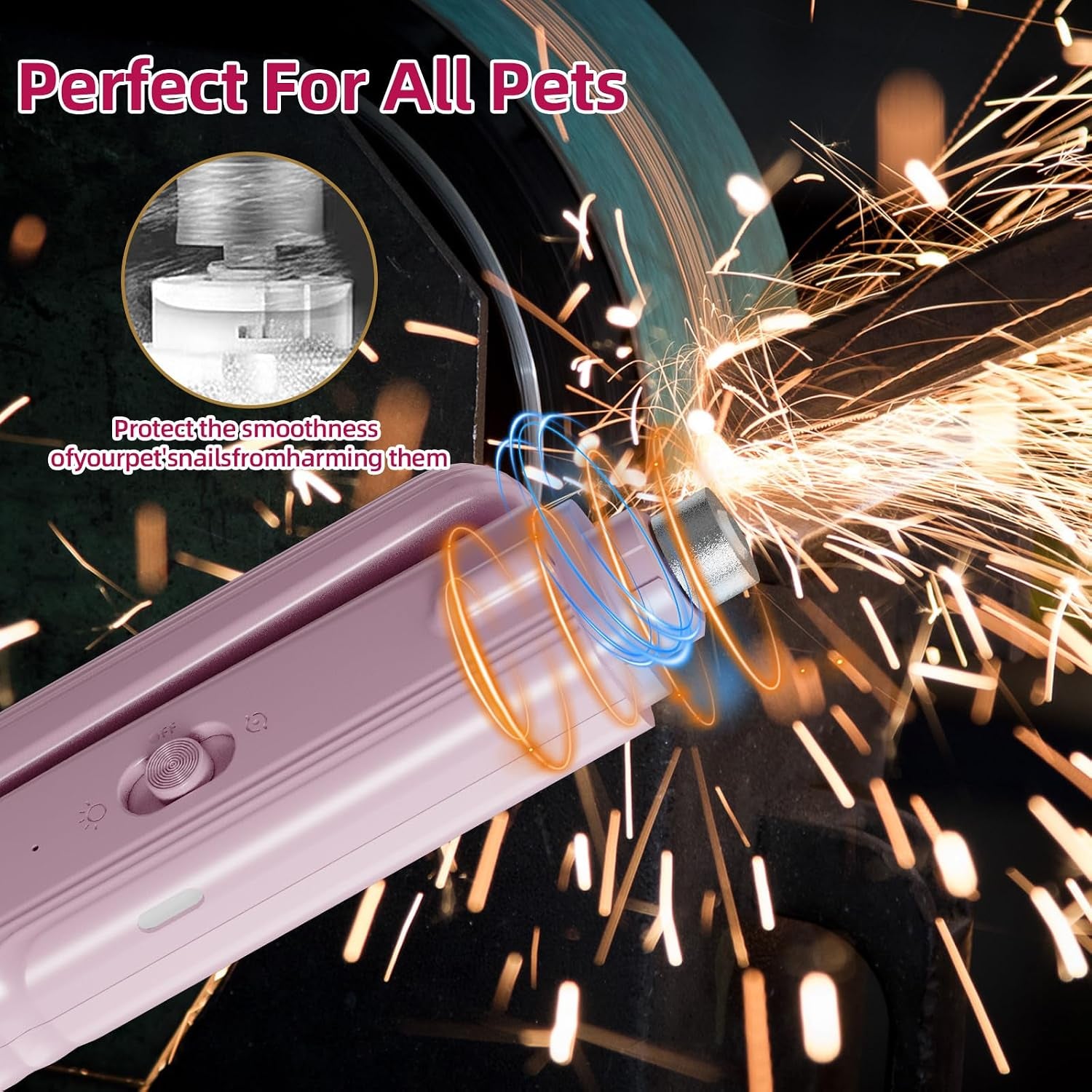 2 in 1 Dog & Cat Pets Nail Clippers and Grinder with Lights - Safety Guard to Avoid Overcutting,Professional Pet Nail Claw Trimmers, Professional Grooming Tools for Pets (Medium & Small Pet) (Pink)
