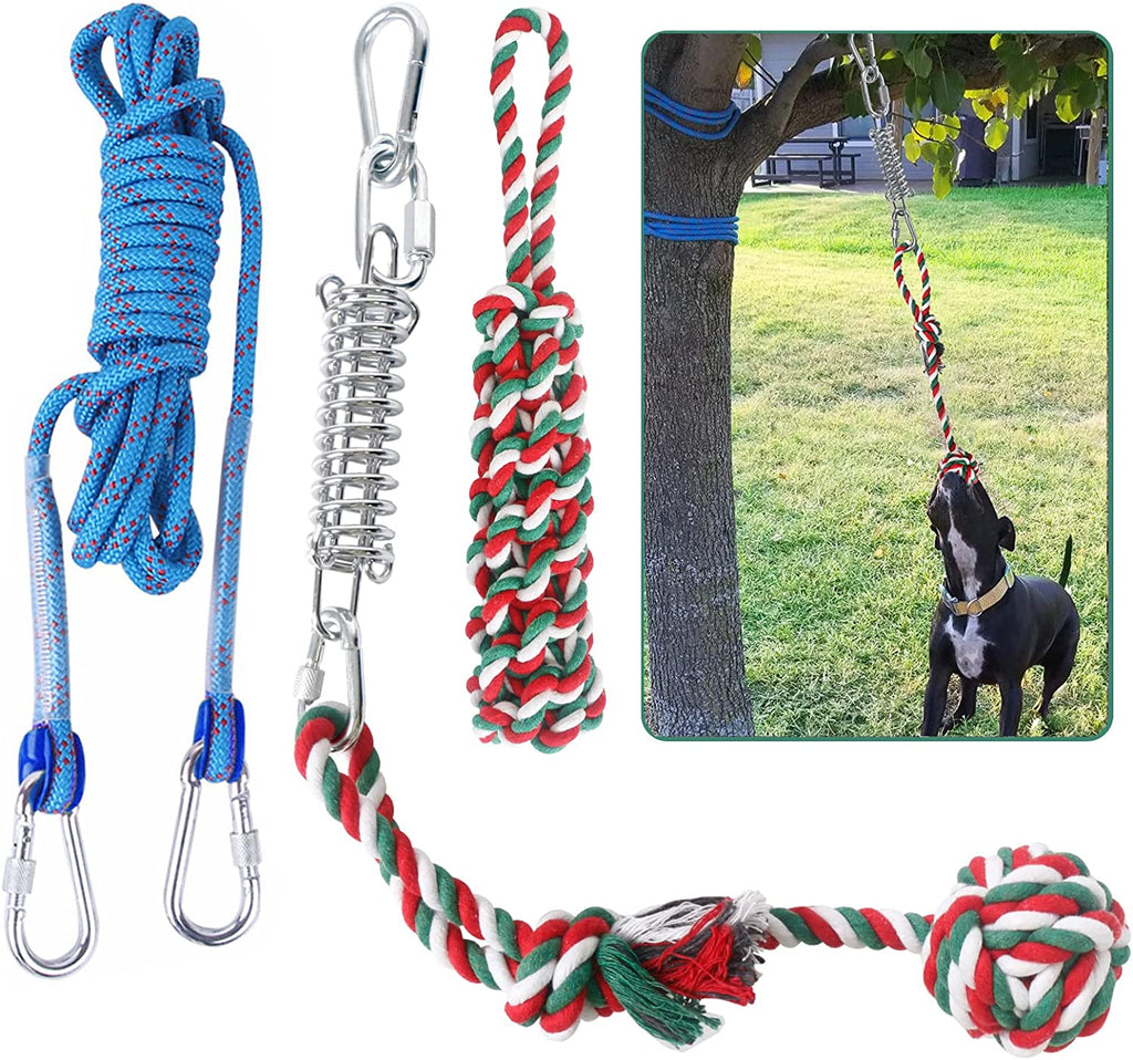 Dog Outdoor Bungee Hanging Toy, Tether Tug of War Toys for Medium to Large Dog to Exercise, Durable Interactive Tug Toy, Dog Rope Toys