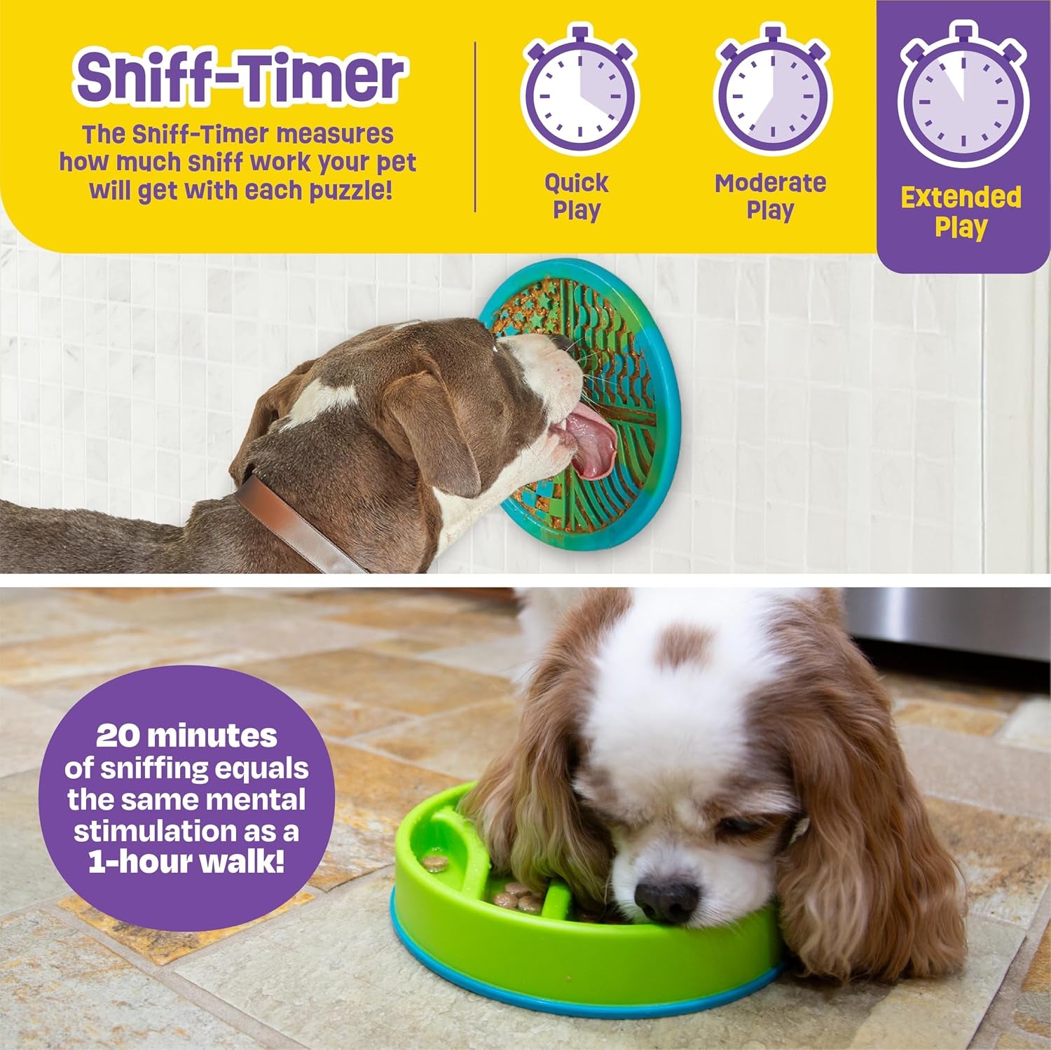 Circle 2-In-1 Slow Feeder Bowl and Lick Mat - Slow Feeder Dog Bowls, Dog Bowls for Fast Eaters, Interactive Puppy Bowl, Cat Food Puzzle, Puzzle for Dogs, Pet Dishwasher Safe Lick Mat