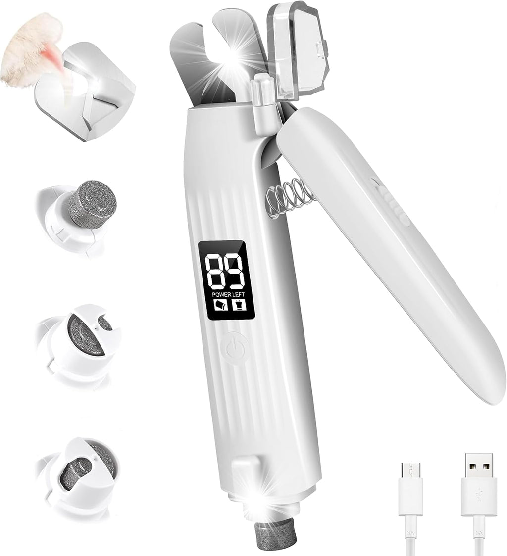 Dog Nail Clippers with Light, 2-In-1 Pet Nail Grinder, USB Rechargeable