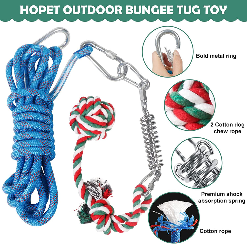 Dog Outdoor Bungee Hanging Toy, Tether Tug of War Toys for Medium to Large Dog to Exercise, Durable Interactive Tug Toy, Dog Rope Toys