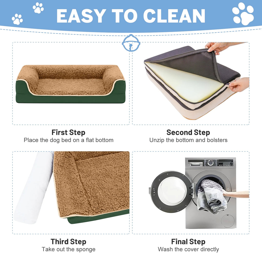 Dog Bed for Large Medium Small Dogs Orthopedic Dog Sofa Bed Non Slip Pet Couch with Removable Washable Cover Supportive Egg Crate Foam S to XL