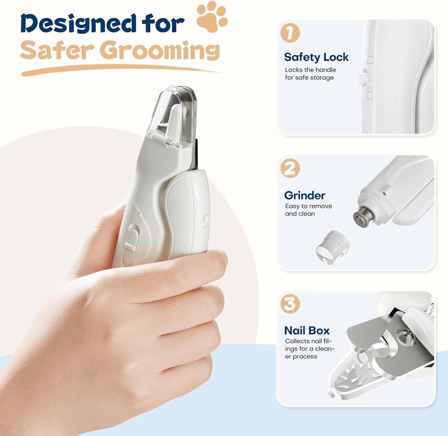 Dog Nail Clippers with Light and Dog Nail Grinder Quiet, Dog Nail Trimmers