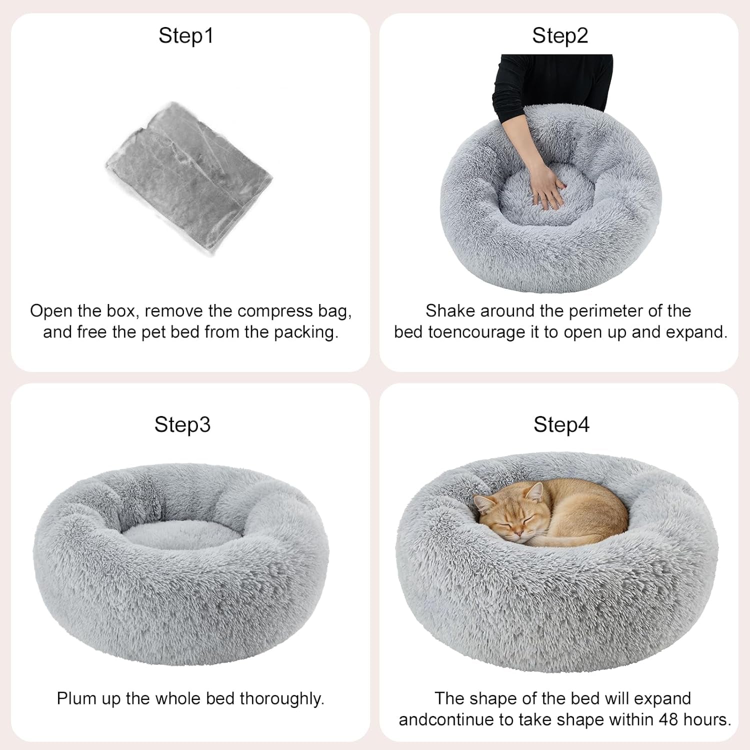 Dog Calming Beds for Small Medium Dogs Donut round Washable Anxiety Dog Bed