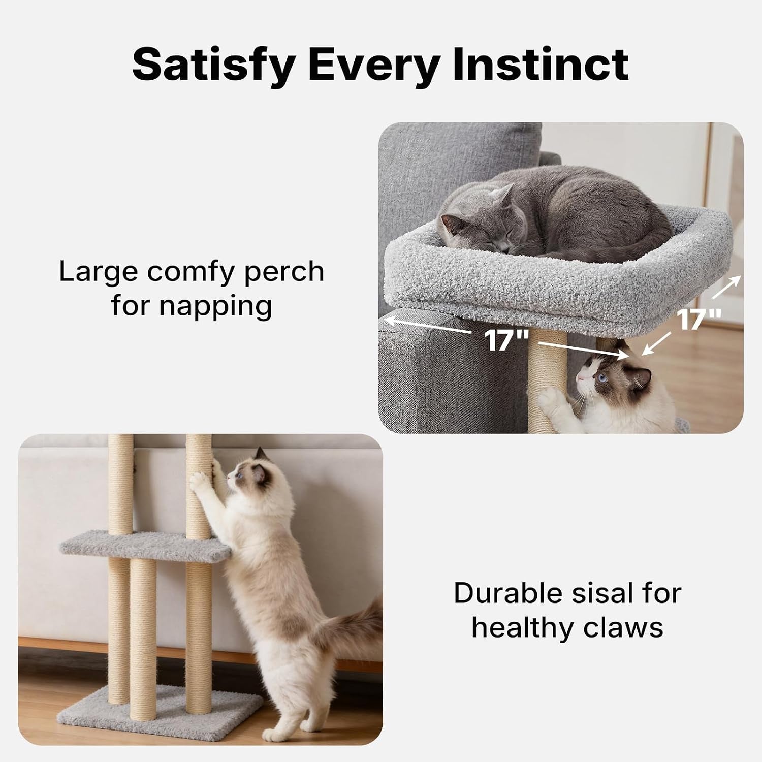 Cat Perch with Cat Scratching Post, Couch Corner Protector for Cats