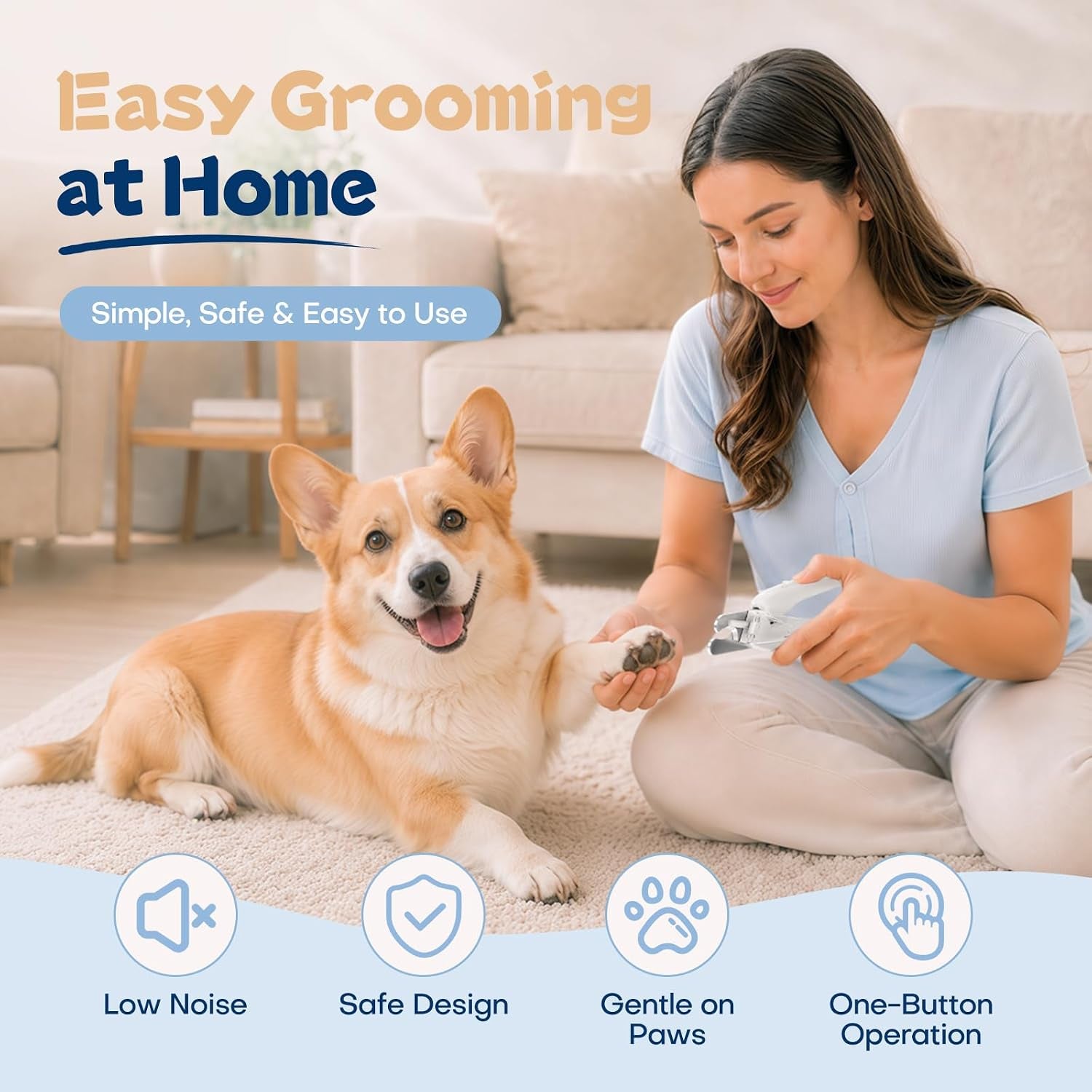 Dog Nail Clippers with Light and Dog Nail Grinder Quiet, Dog Nail Trimmers