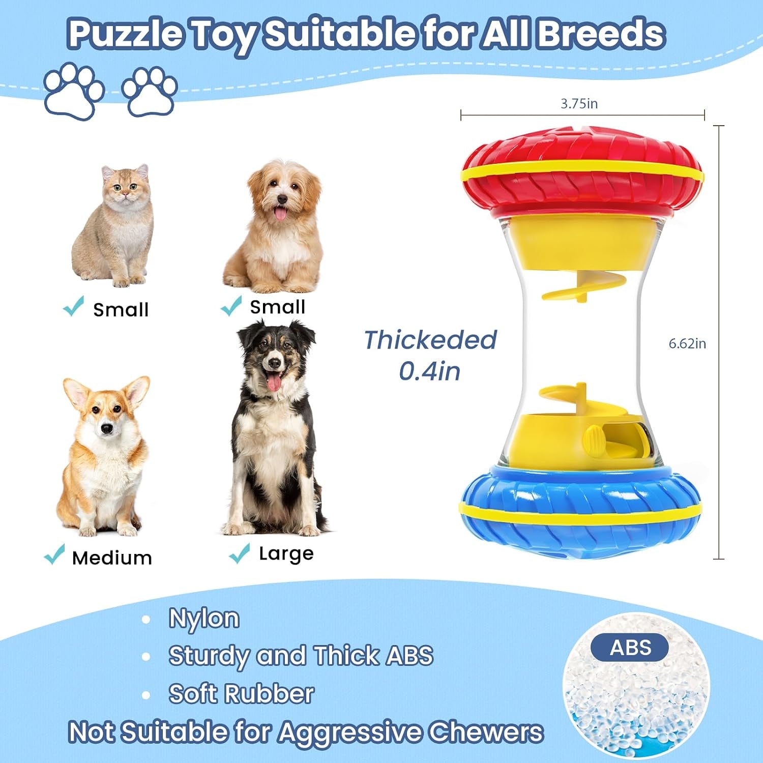 Interactive Dog Toys, Dog Puzzle Toys for Smart, Dog Enrichment Toy to Keep Them Busy, Treat Dispensing Toy Slow Puzzles Feeder, Blue