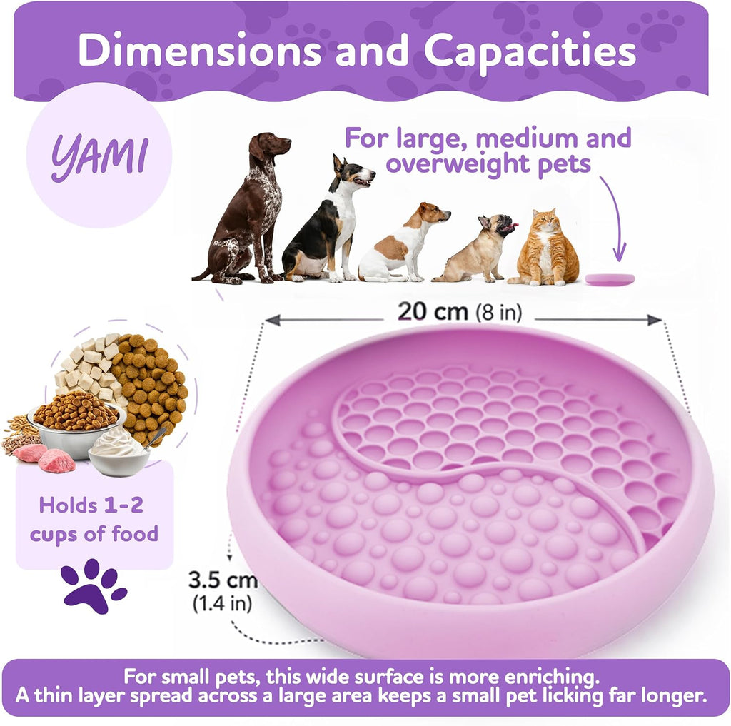 Dog Lick Bowl, Lick Mat for Dogs, Wet Food Cat Slow Feeder, Freeze Bowl, Enrichment & Puzzle Toy for Anxiety Relief, Food-Grade Silicone, Suction Cups, Dishwasher Fit, for All Breed (Light Pink)
