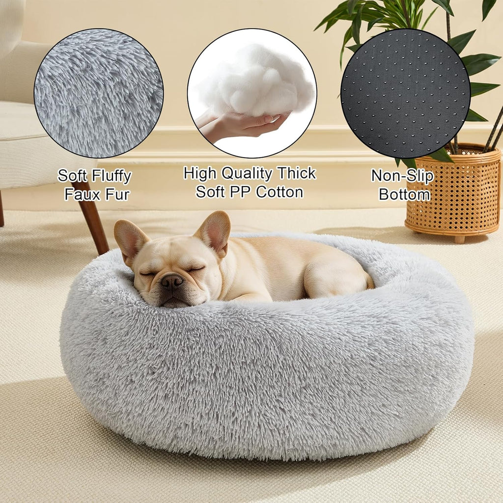 Dog Calming Beds for Small Medium Dogs Donut round Washable Anxiety Dog Bed