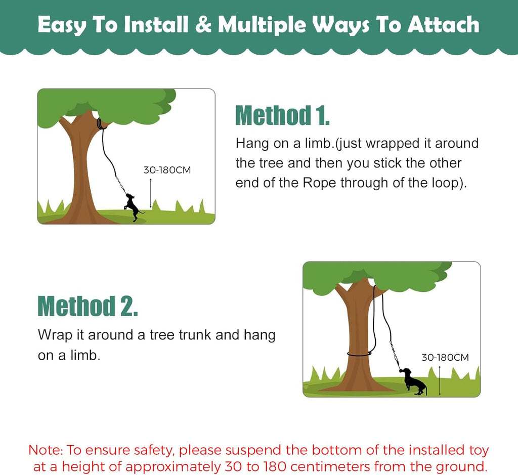 Dog Outdoor Bungee Hanging Toy, Tether Tug of War Toys for Medium to Large Dog to Exercise, Durable Interactive Tug Toy, Dog Rope Toys