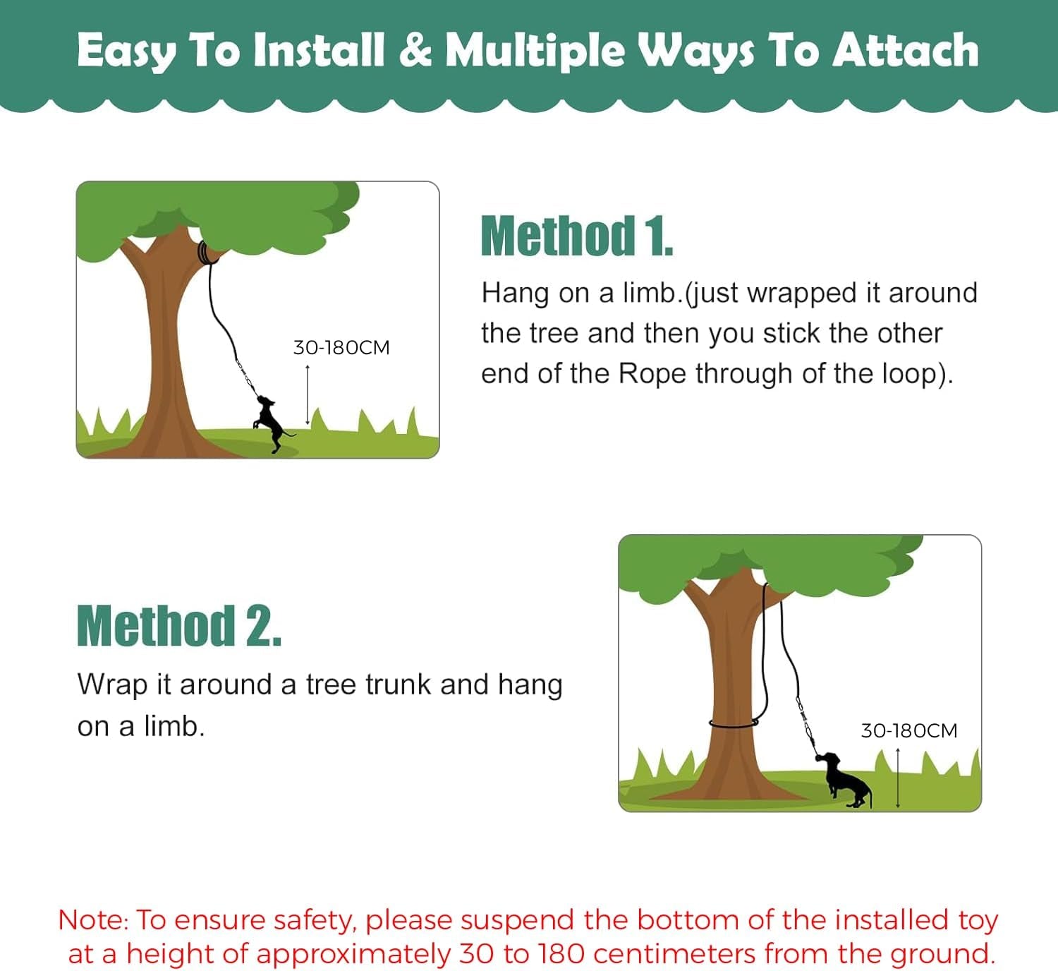 Dog Outdoor Bungee Hanging Toy, Tether Tug of War Toys for Medium to Large Dog to Exercise, Durable Interactive Tug Toy, Dog Rope Toys