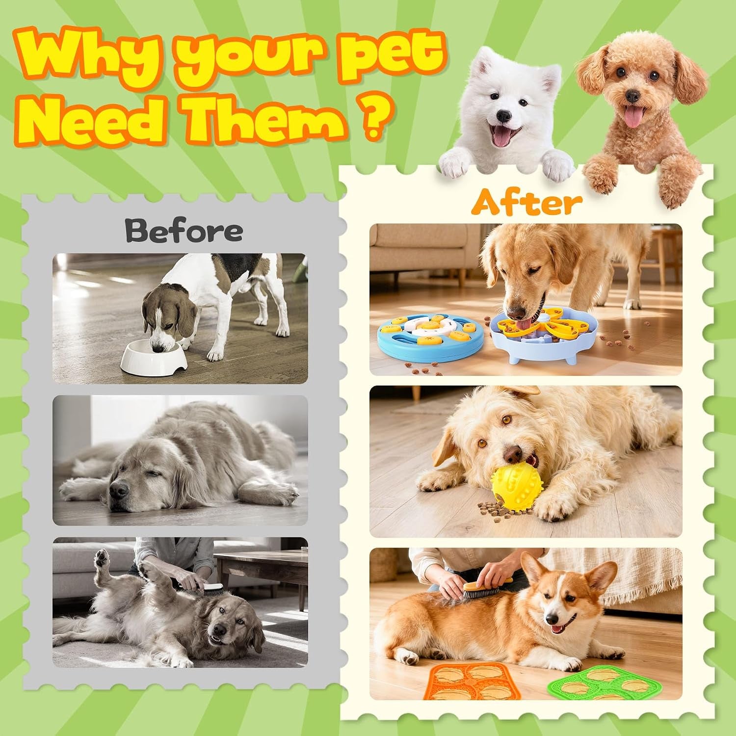 Slow Feeding Enrichment Set with Lick Mat & Puzzle Toy