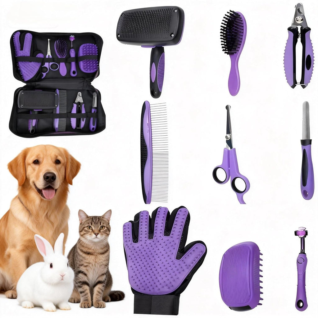 Cat Grooming Kit,Kitten Puppy Pet Dog Grooming Kit,Dog Slicker Brush,9Pcs