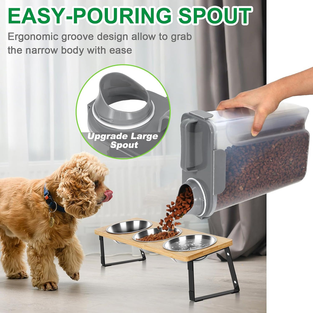 Large Cat Food Storage Container, Portable Dog Food Container with Upgraded Large Spout and Cup, Travel Pet Food Storage Dispenser for Small Animal Kibble Storage, Bird Seed Container - Grey