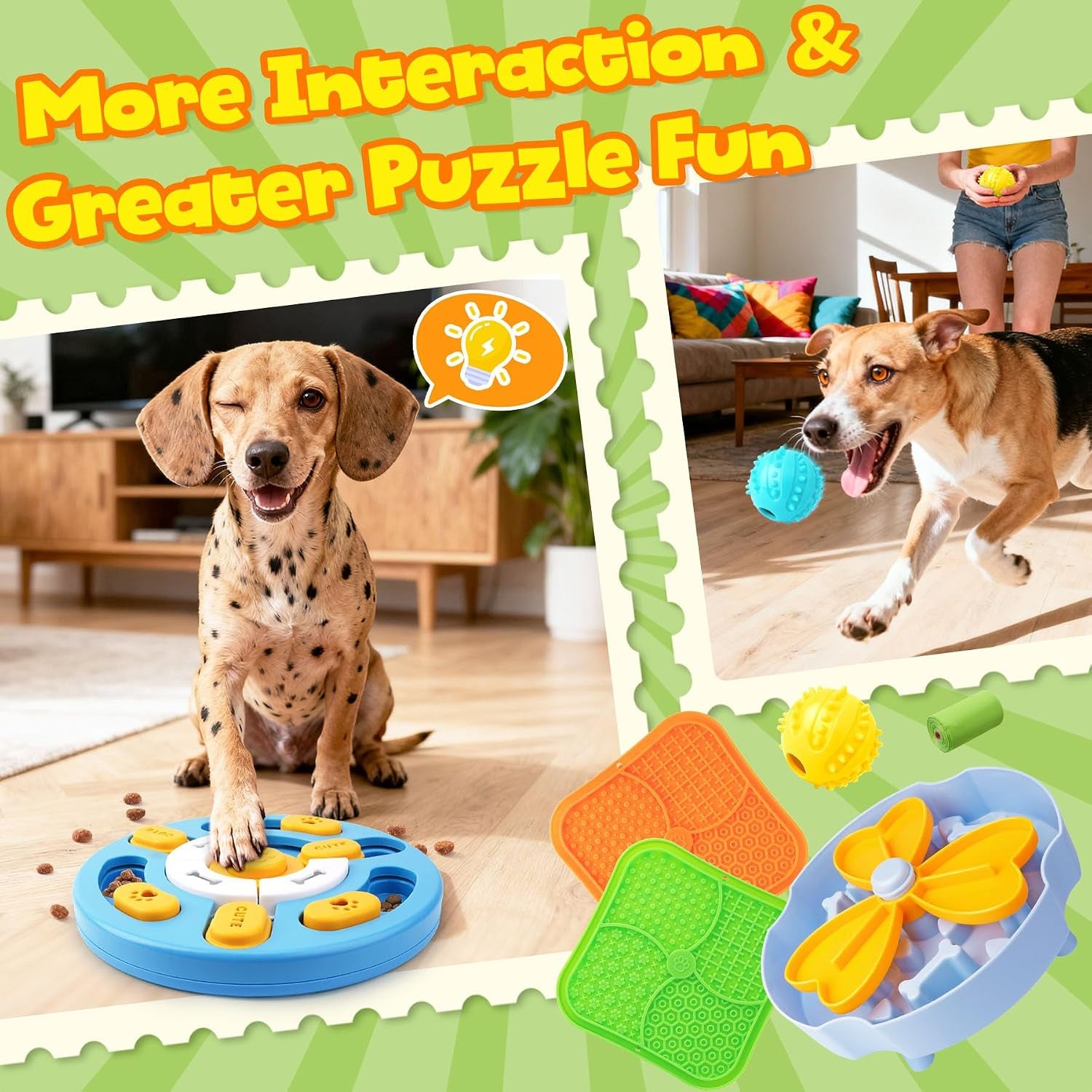 Slow Feeding Enrichment Set with Lick Mat & Puzzle Toy