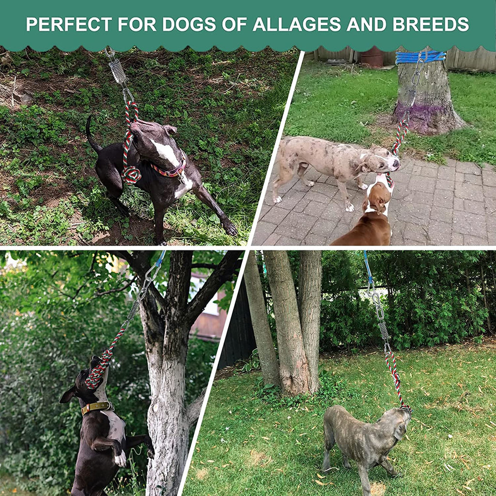 Dog Outdoor Bungee Hanging Toy, Tether Tug of War Toys for Medium to Large Dog to Exercise, Durable Interactive Tug Toy, Dog Rope Toys