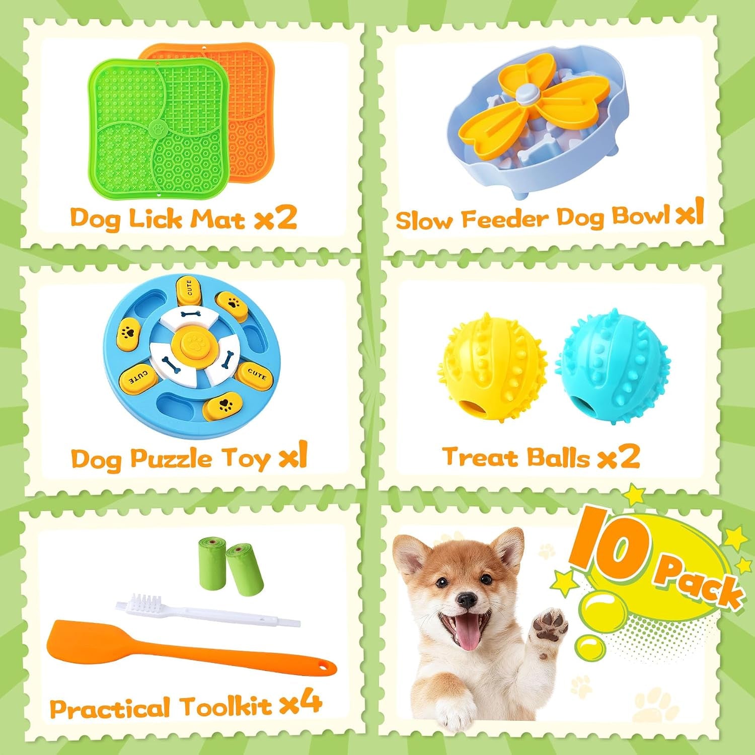 Slow Feeding Enrichment Set with Lick Mat & Puzzle Toy